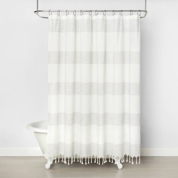 Woven Stripe Shower Curtain Railroad Gray - Hearth & Hand™ with Magnolia | Target