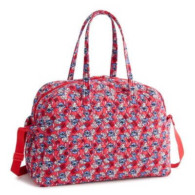 Vera Bradley Women's Disney Lilo and Stitch Cotton Large Weekender Travel Bag Stitch Monstera | Target