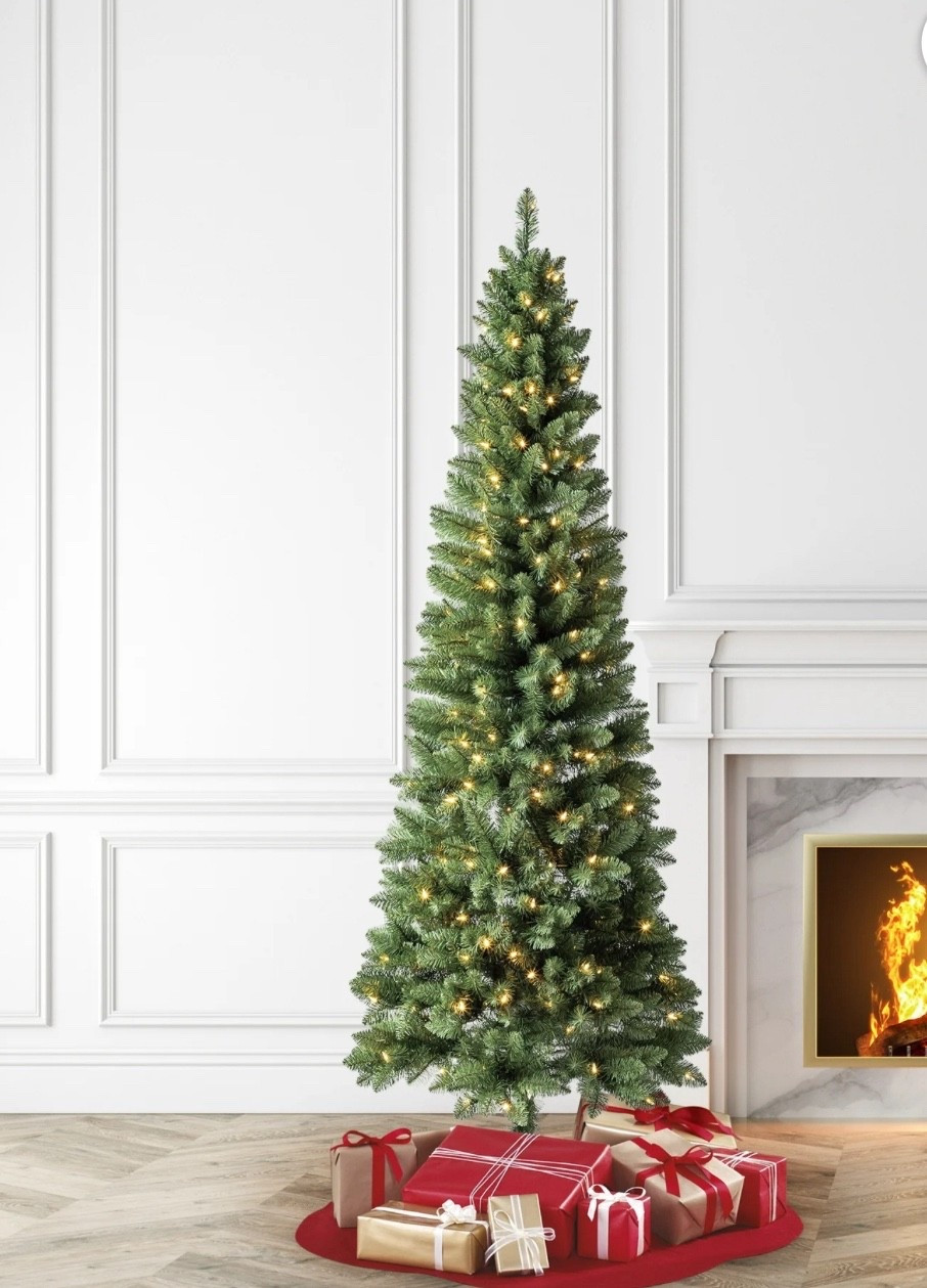 🎄 Holiday Time 7’ Pre-Lit Brinkley Pine Tree
If you’re working with a smaller space but still want that classic Christmas tree look — this is such a good one! It’s a tall, slender 7ft artificial pine with a 30” width, so it fits beautifully in corners, entryways, dining rooms, playrooms, or next to a fireplace where you don’t want something bulky. Comes pre-lit with warm white LED lights (YES, cozy + soft glow vibes ✨). Super easy to fluff, lightweight, and looks way more expensive than the price!

I love that it’s simple + traditional and the shape is perfect for decorating with ribbon, ornaments, and picks to make it feel full + designer-inspired. 🫶🎁

⸻

LINKED TREE DETAILS:
• 7 ft height
• Slim / slender profile 🌲
• Pre-Lit w/ warm white LED lights ✨
• SureBright lighting stays on even if 1 bulb goes out
• 903 branch tips = realistic texture
• Under $90 (!!) 🙌
• Free shipping + holiday returns 🎁

⸻

Christmas tree decor ideas, small space Christmas tree, slim tree ideas, mantle Christmas styling, warm white Christmas lights aesthetic, holiday home decorating inspo, cozy Christmas living room, classic Christmas decor, Walmart Christmas finds, affordable holiday decorating, pre-lit Christmas tree review, traditional Christmas style 🎄✨

#LTKHome #LTKFindsUnder100 #LTKHoliday