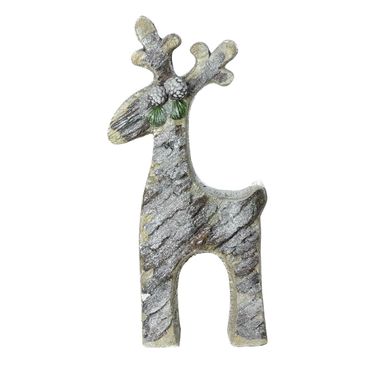 22" Gray Rustic Glittered Christmas Reindeer Table Top Decoration - Walmart.com | Walmart (US)