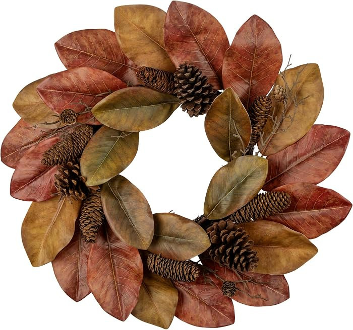Briful 20 Inch Fall Magnolia Wreath for Front Door | Amazon (US)