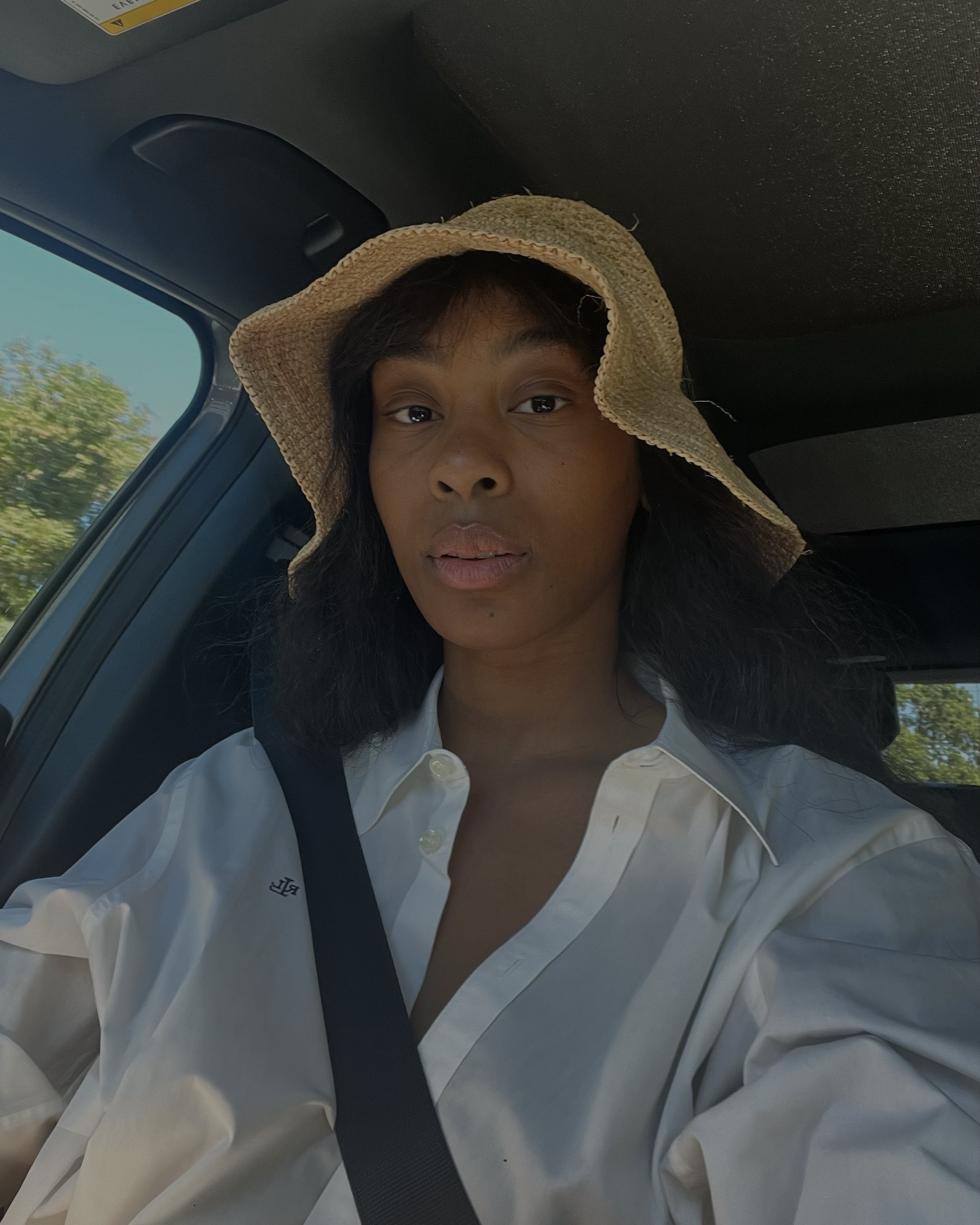 white oxford shirt, white shorts, black loafers, silver bag, rattan hat.

#LTKSummerSales #LTKStyleTip