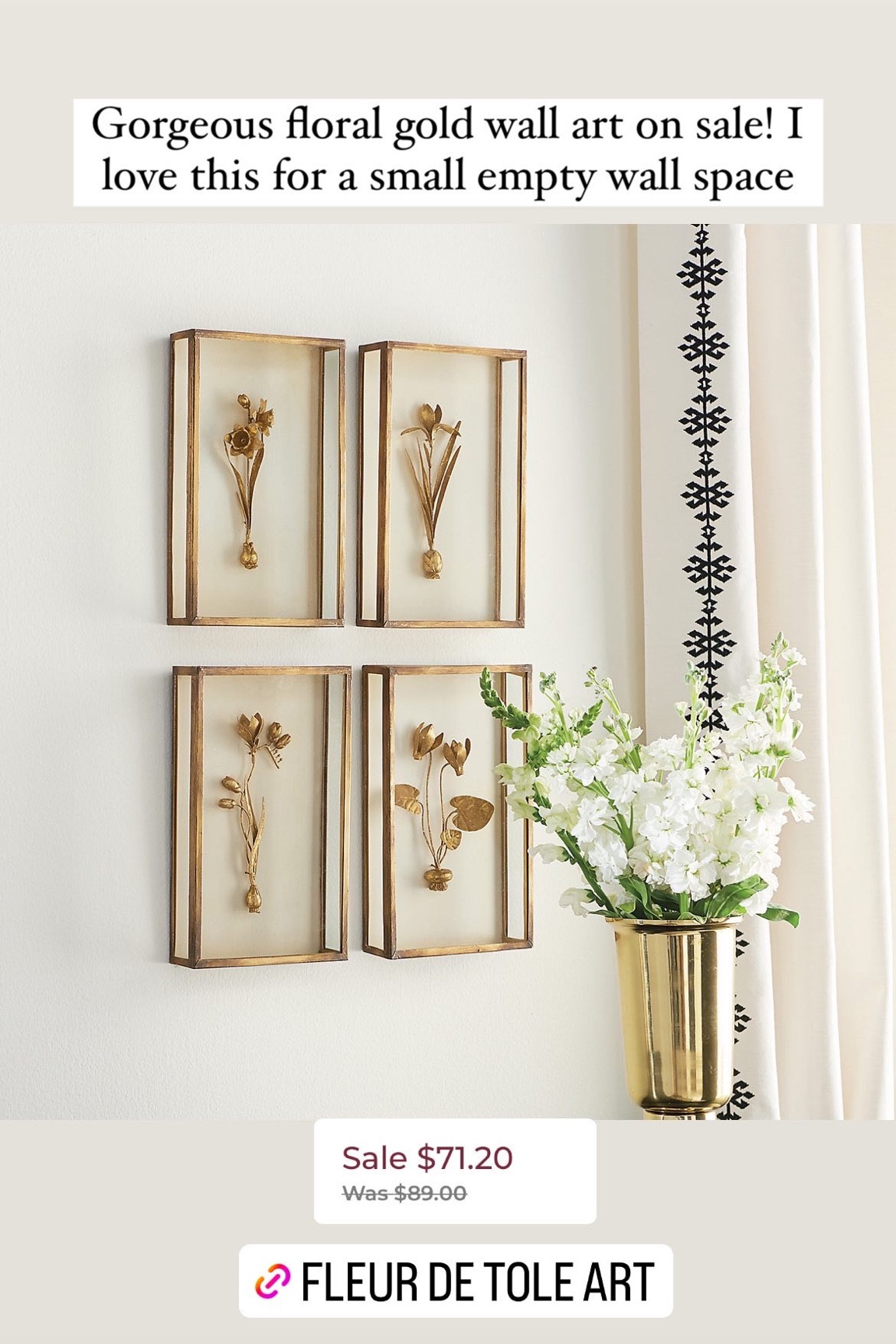 Gorgeous floral antique gold wall decor! I love this for a small empty wall space! On sale! 

#LTKunder100 #LTKhome #LTKsalealert