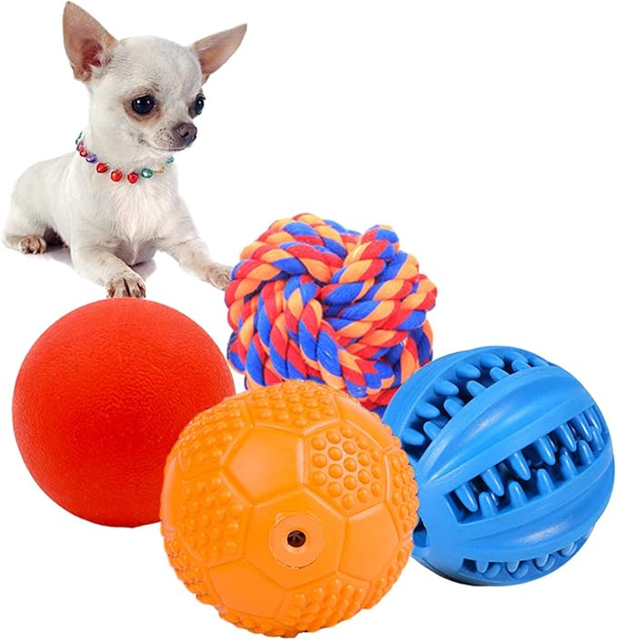 Puppy Balls - Pack with Different Functions & Teething Toys for Small Dogs, Squeaky Dog Balls, Ru... | Amazon (US)