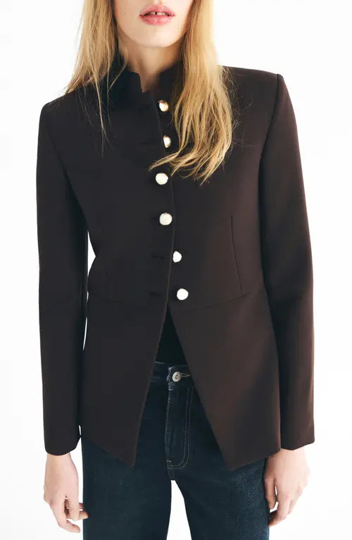 MANGO Button Front Jacket in Brown at Nordstrom, Size X-Large | Nordstrom