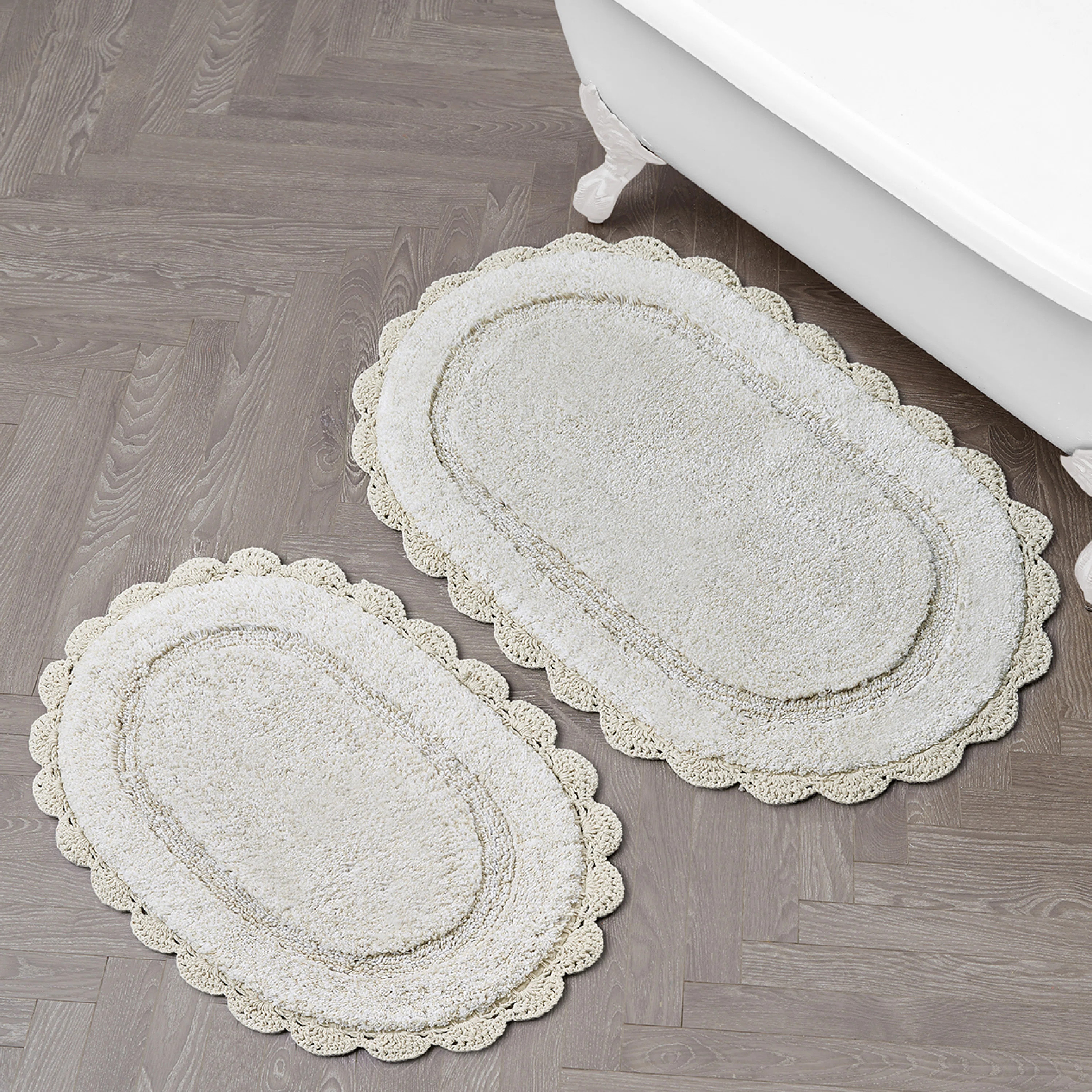 Laura Ashley Eloise Crochet Border Cotton Bath Mat | Wayfair North America