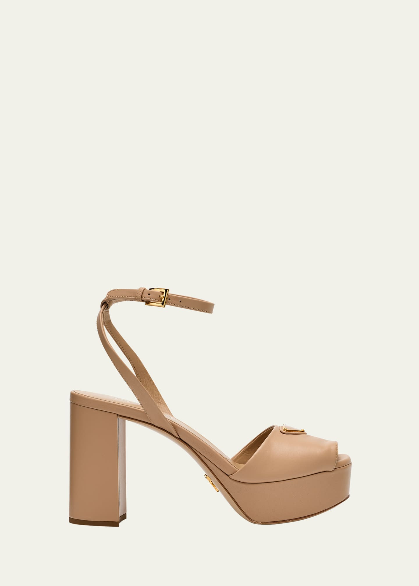 Prada Nappa Triangle Peep-Toe Platform Sandals | Bergdorf Goodman