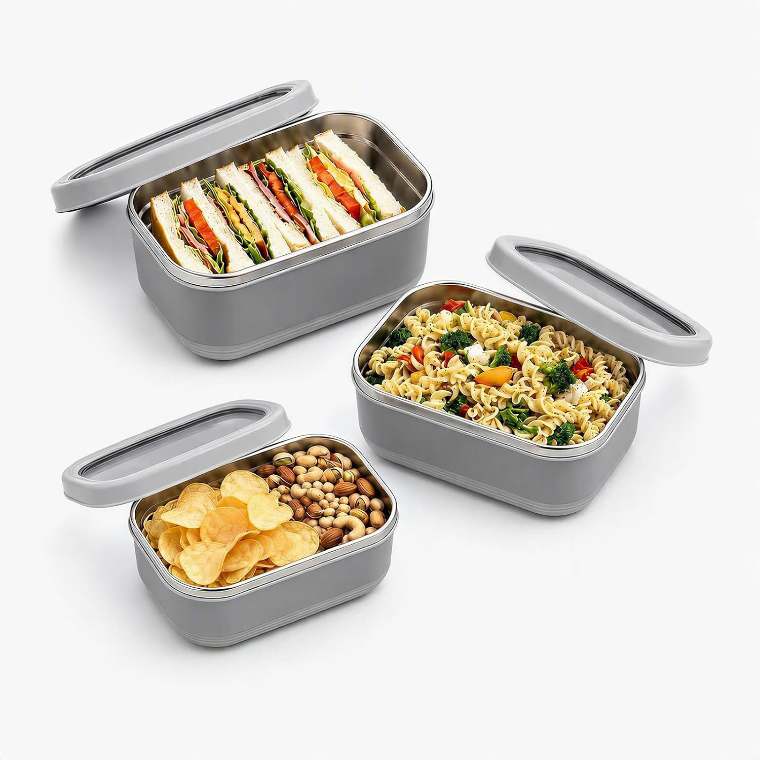 Lille Home Stainless Steel Food Containers with Lids, 47oz+30oz+16oz | Amazon (US)