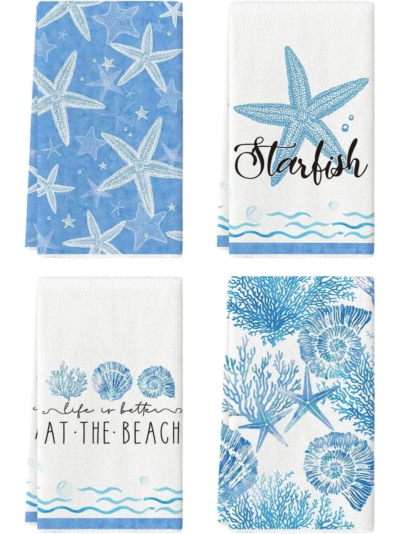 Starfish Scallop Ocean Theme Summer Kitchen Towels Dish Towels, 18x26 Inch Seasonal Decoration Ha... | Walmart (US)