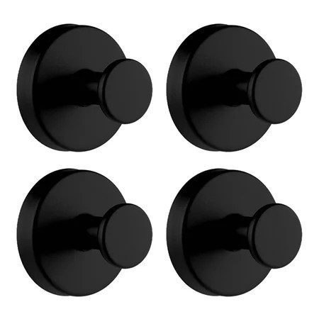 Lumikrypt 4 Pack Suction Cup Hooks for Shower, Reusable Towel Hooks for Bathroom Glass Window Tile, No Drill Shower Hooks for Hanging Loofah, Robe, Matte Black | Walmart (US)