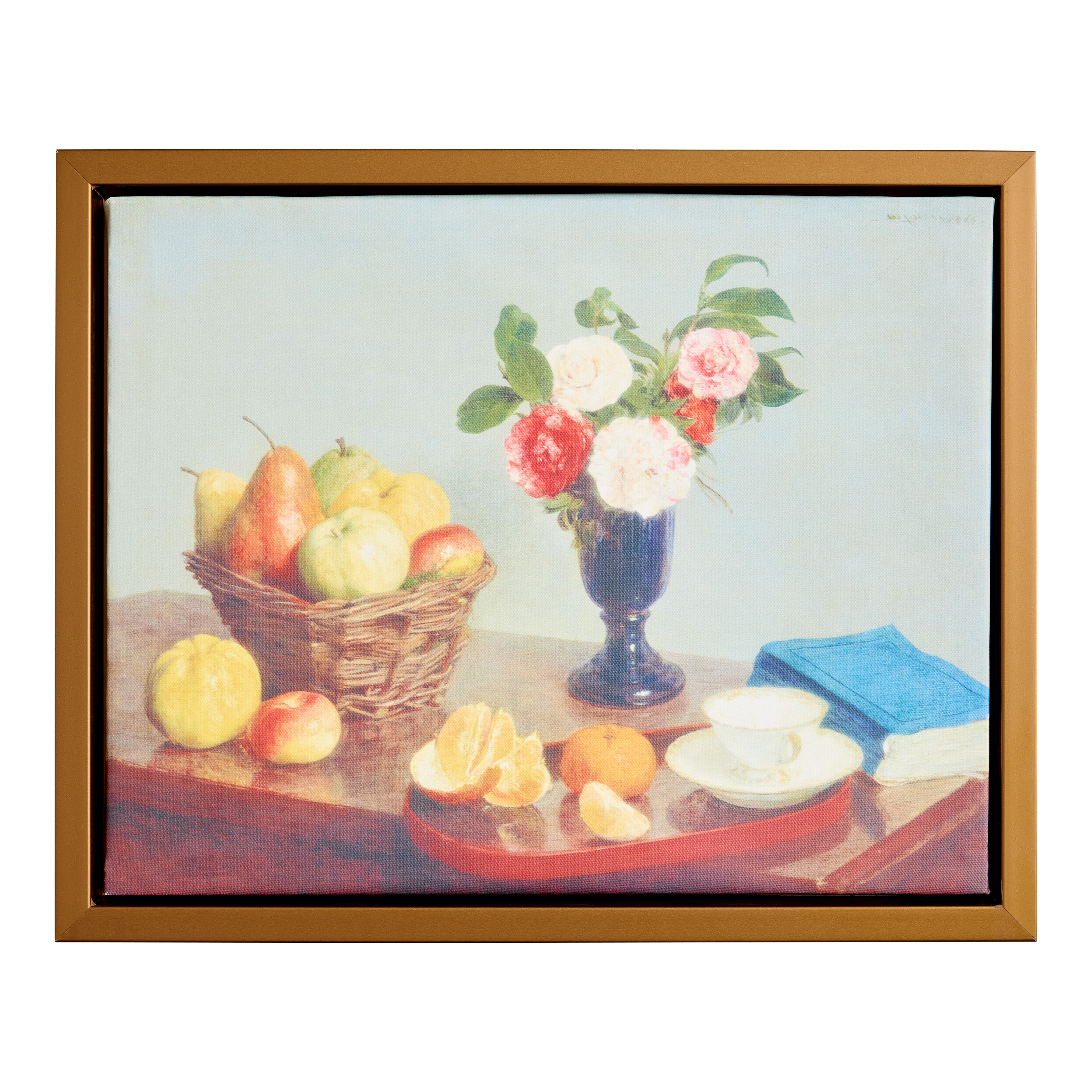 Still Life with Bouquet and Fruit Framed Canvas Wall Art | World Market