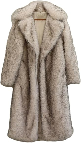 INVACHI Men's Faux Fur Coat Winter Long Faux Mink Coat Fluffy Thick Trench Coat for Men | Amazon (US)