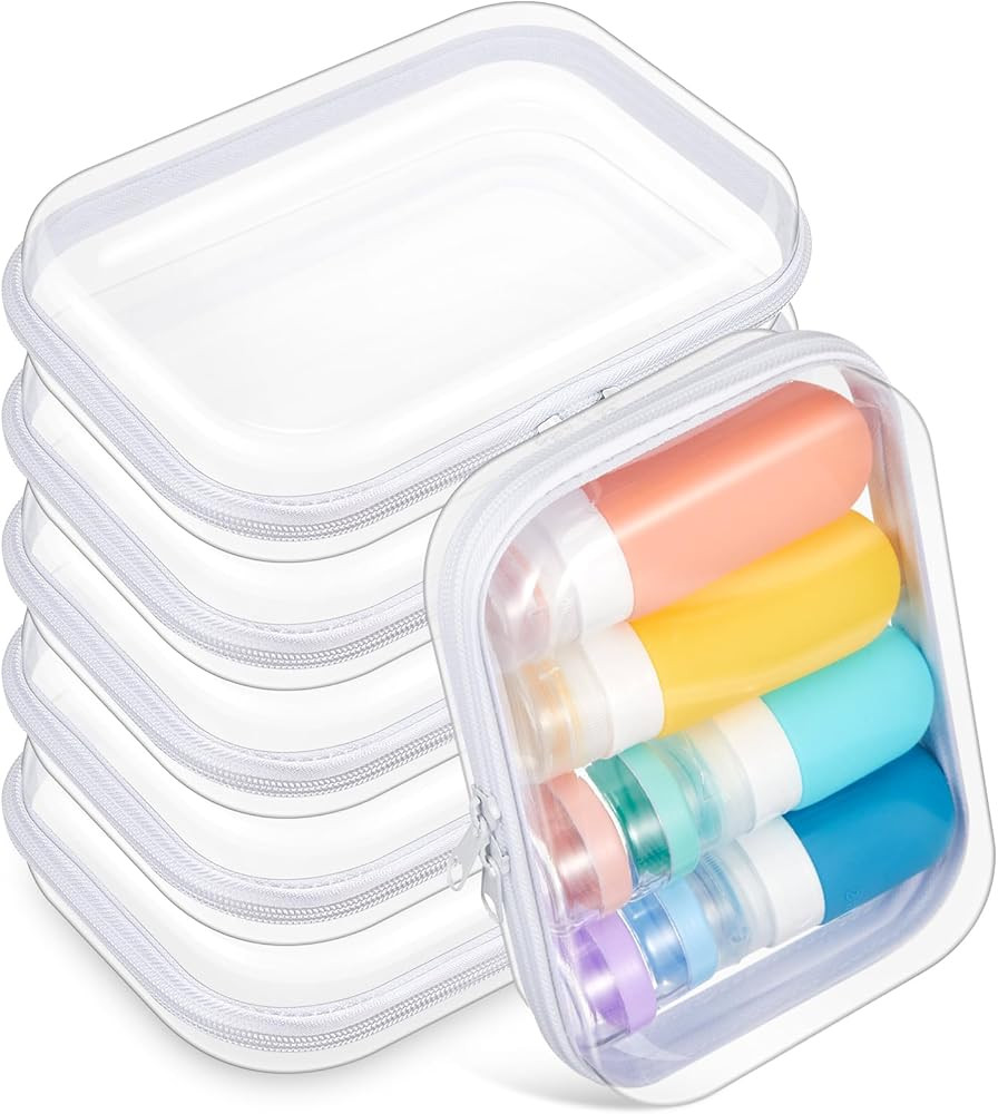 Sanwuta 6 Pcs Clear Hard Zipper Case Plastic Zipper Pouches Transparent Makeup Bag Pencil Case Po... | Amazon (US)