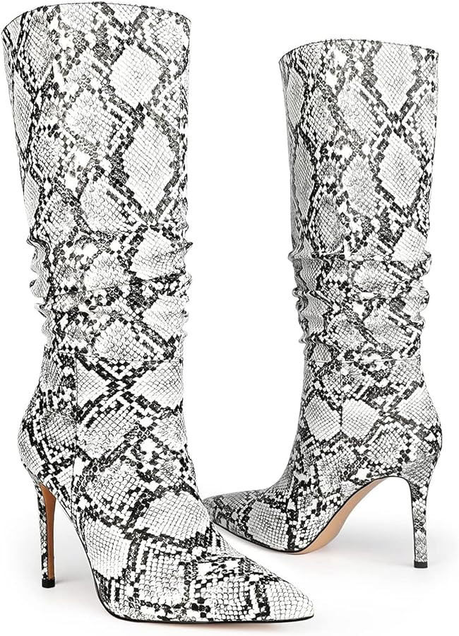 perixir Snakeskin Boots Knee High Boots Women Sexy Stunning and Stylish Exquisite Pointed Toe Fin... | Amazon (US)