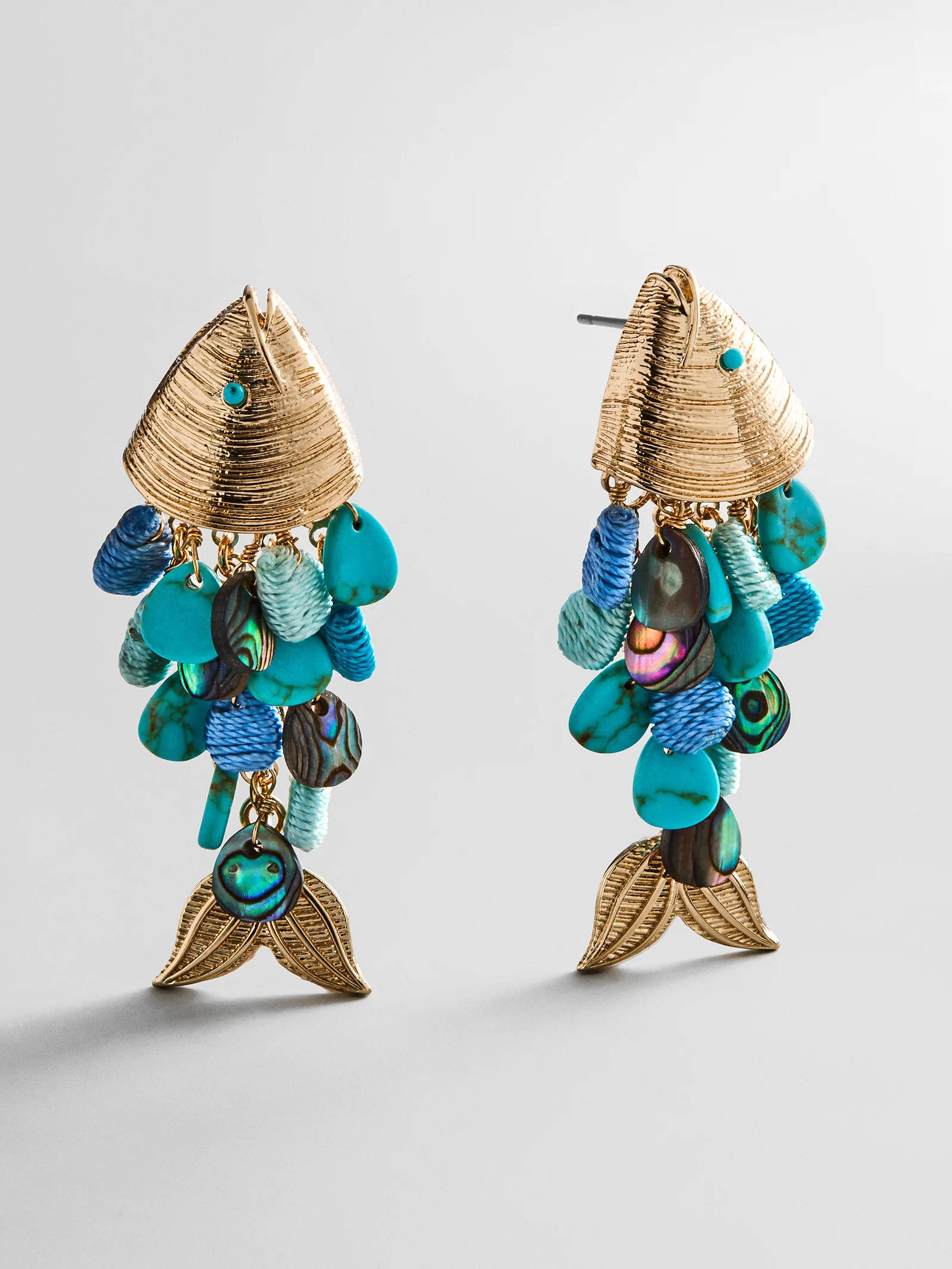 Ripple Effect Fish Earrings - Gold/Turquoise | BaubleBar