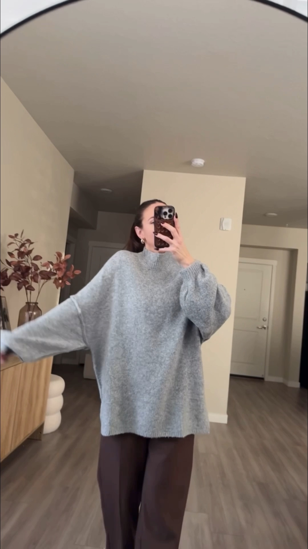 number one trending sweater on amazon right now!!

cozy sweater.  wearing medium.  no need to size up.  it's very oversized. 