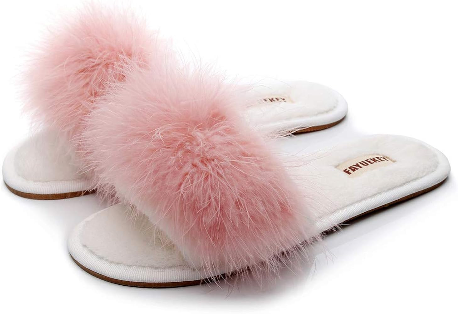 FAYUEKEY Fur Slippers for Women Summer Autumn Fluffy Furry Soft Plush Open Toe Slides Flats Shoes | Amazon (US)
