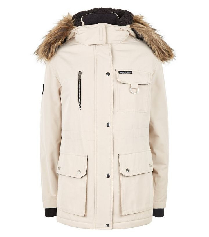 Stone Faux Fur Parka Coat | New Look | New Look (UK)