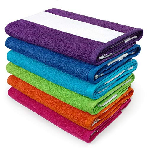 Kaufman - Soft 6 Pack 100% Yarn Dye Cotton Oversized 30x60 Highly Absorbent, Quick Dry, Brightly Col | Amazon (US)