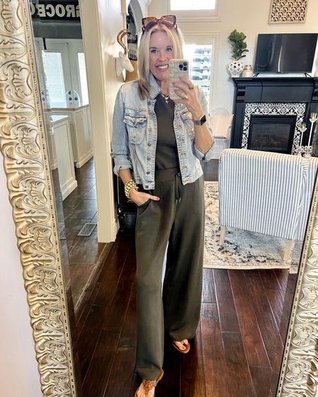 🚨Sale alert

Spanx jumpsuit 40% off in two colors 
Now $88 
Reg $148
Buttery soft, so comfy and easy to style! Great for travel! 

Tory Burch muller sandals
Lisi lurch gold bead bracelets
Kendra Scott cross necklace 
Amazon find designer dupe earrings $12
Kut from kloth Amelia denim jacket


#LTKstyletip #LTKfindsunder100 #LTKsalealert