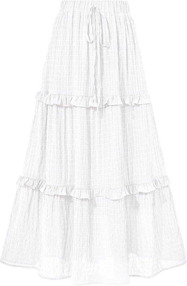 BTFBM Women's Long Summer Skirt 2025 Elegant High Waist Cocktail Party Wedding Guest Dress Flared... | Amazon (US)