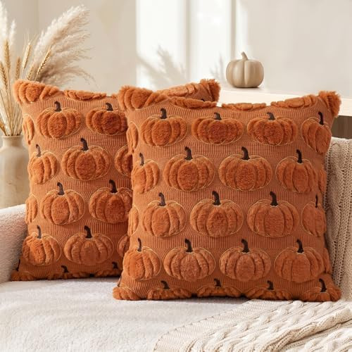 AVOIN colorlife Caramel Fall Pumpkin Throw Pillow Covers 18x18 Inch | Autumn Harvest Thanksgiving... | Amazon (US)
