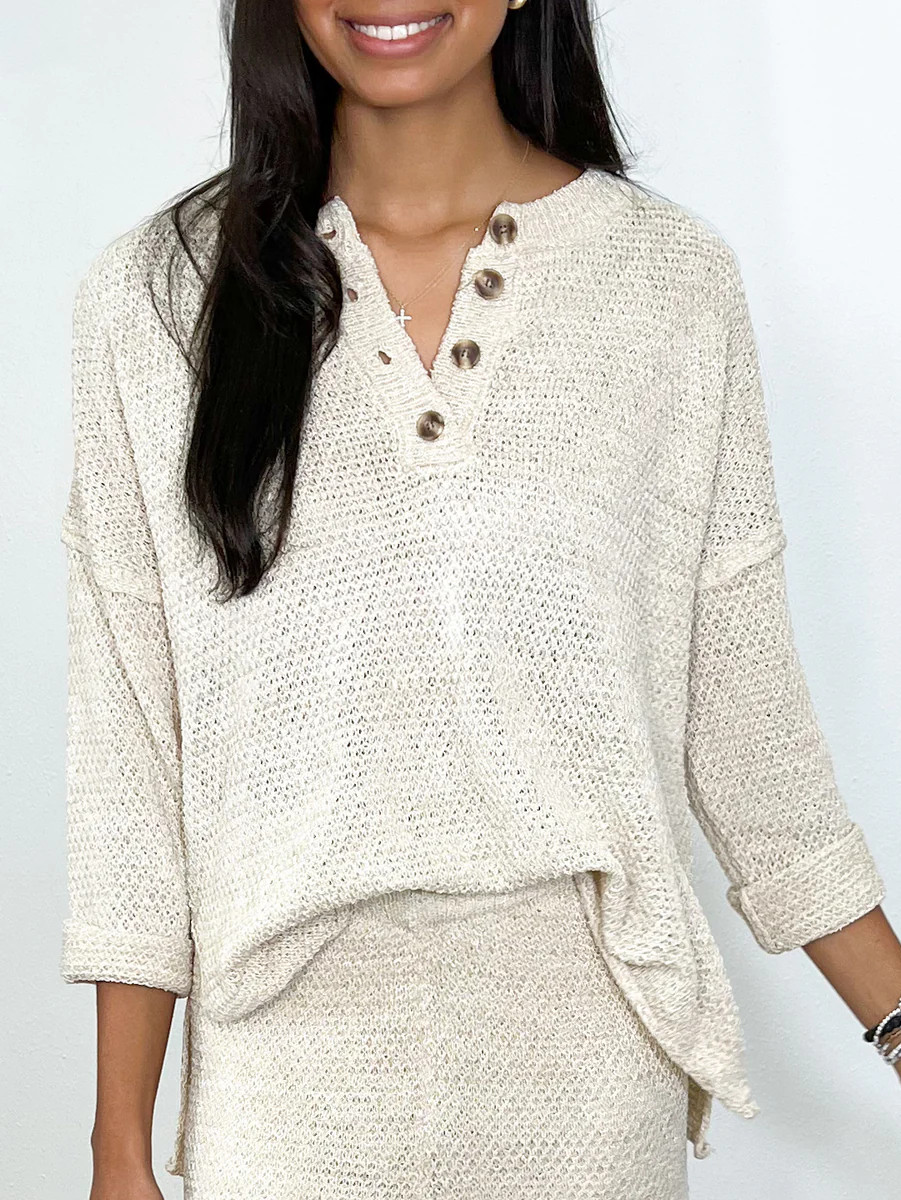 Cici Waffle Knit Top | Oatmeal | Talulah