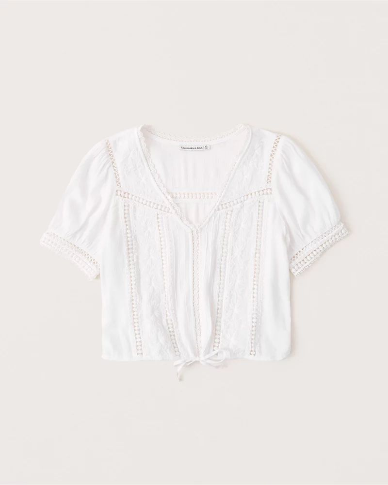 Cinched Waist Lace Top | Abercrombie & Fitch (US)