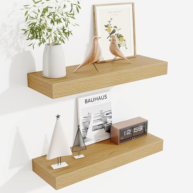 Fun Memories Floating Shelves Bathroom for Wall Mounted Shelves, 20 Inch Wood Shelf Set of 2, Hom... | Amazon (US)