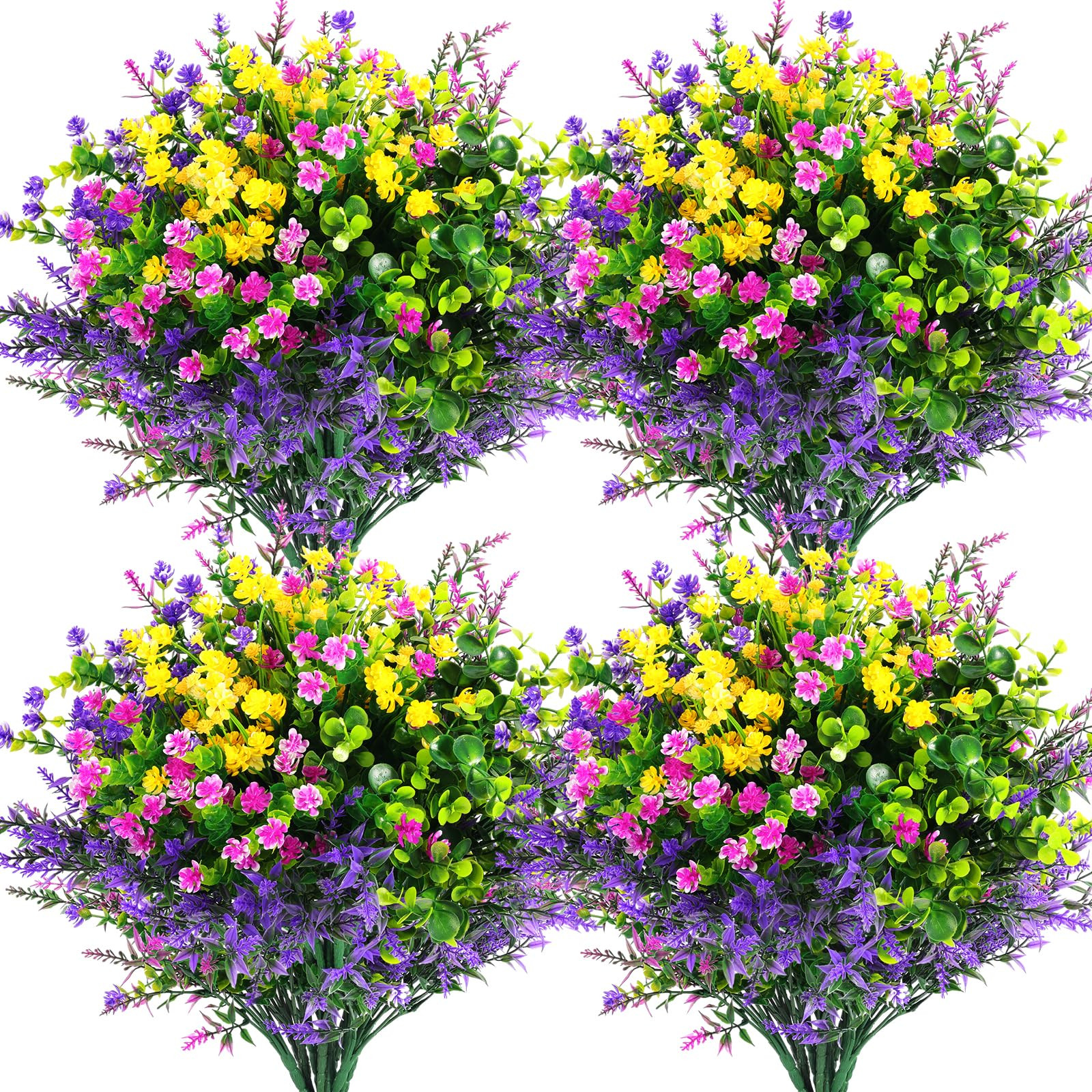 Hananona 12 Pcs Artificial Flowers Outdoor, Faux Artificial Plants UV Resistant Plastic Flower Bu... | Amazon (US)
