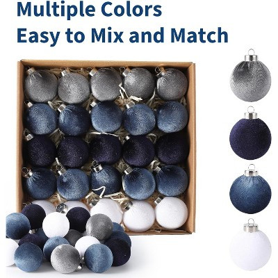 25Pcs 2.36in/6cm Velvet Christmas Tree Ball Decor, Shatterproof Plastic Ornaments for Xmas Tree Home Holiday Party Wreath Garland Fireplaces, Blue | Target