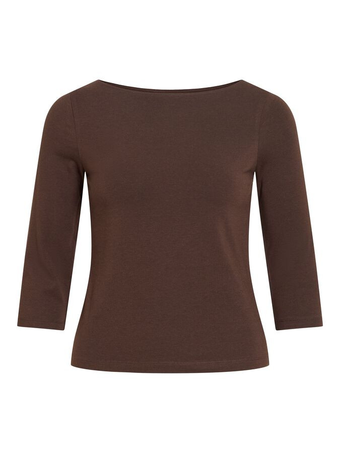 VIEMILIE BOATNECK 3/4 SLEEVED TOP | Black | VILA\u00ae | Vila.com