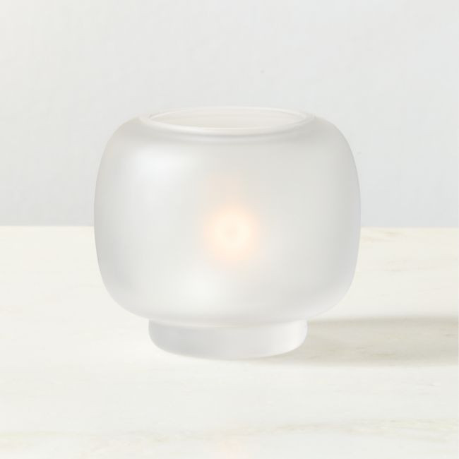 Coco Frosted Glass Tealight Candle Holder | CB2