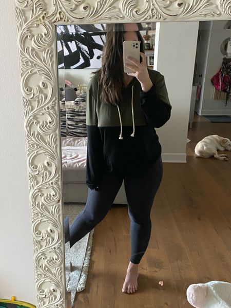 Calling all nursing mamas and pregnant gals! This Amazon sweater is awesome for pumping or nursing - zips right across the middle for easy access 🤗 I’m wearing an XL and it covers my butt (it’s rolled up in the pic). Paired with my fave nursing bra and leggings. #postpartum #maternity #breastfeeding 

#LTKfamily #LTKbump #LTKbaby