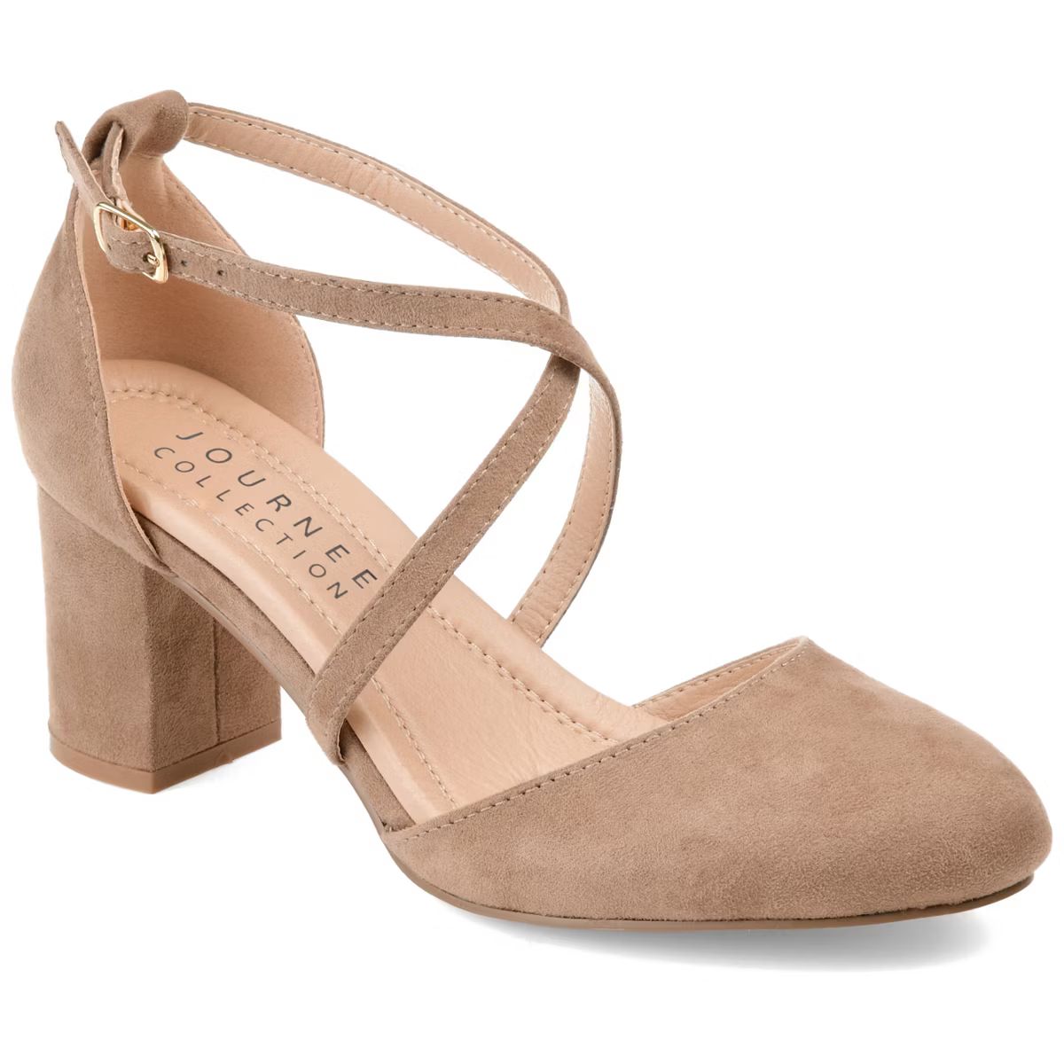 Journee Collection Womens Foster Tru Comfort Foam Wide Width Almond Toe Mid Block Heel Pumps | Target