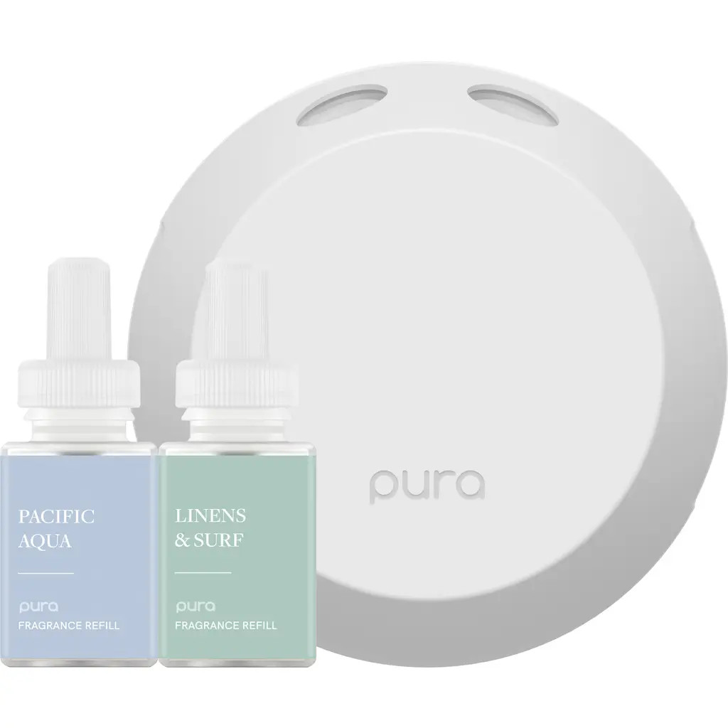 PURA Pacific Aqua & Linens & Surf Smart Diffuser & Fragrance Set in White Multi at Nordstrom Rack | Nordstrom Rack