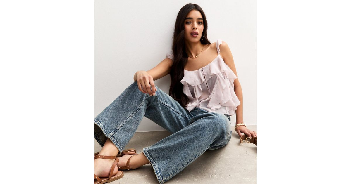 Blue Vintage Tint Low Rise Wide Leg Jeans | New Look | New Look (UK)