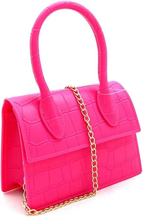 Top Handle 2-Way PU Leather PVC Jelly Mini Satchel Bag Crossbody | Amazon (US)