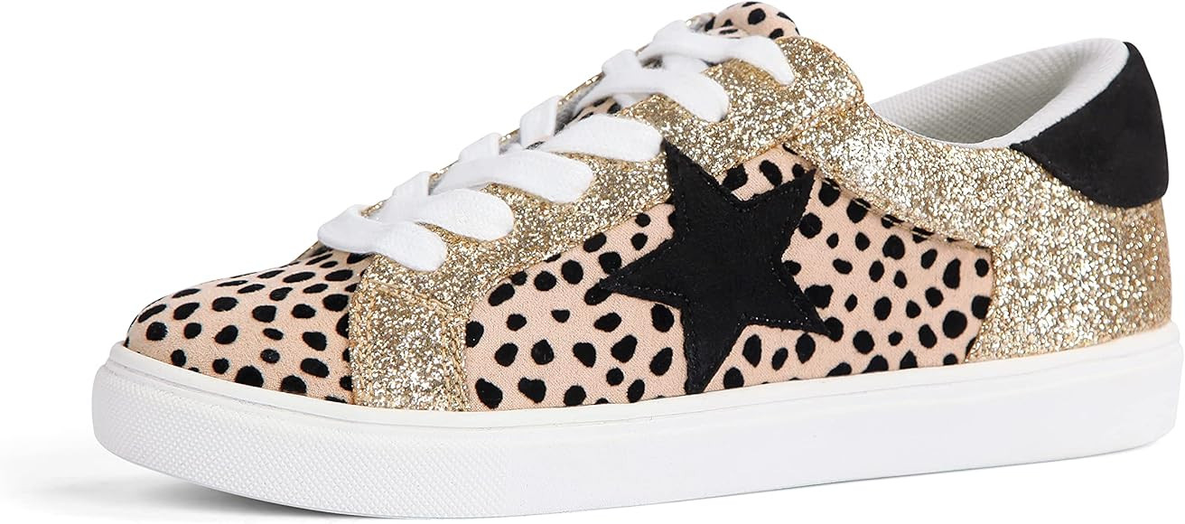 PARTY Women's Fashion Star Sneaker Lace Up Low Top Comfortable Cushioned Walking Shoes | Amazon (US)