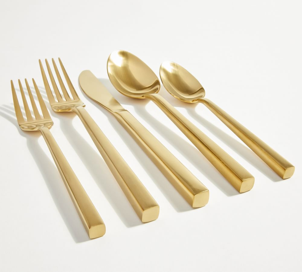 Luna Brushed Gold Flatware, 20-Piece Set | Pottery Barn (US)