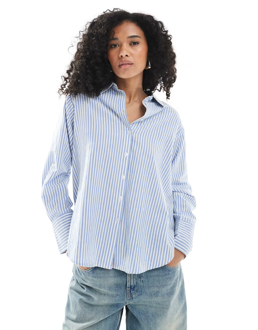 New Look stripe shirt in blue | ASOS (Global)