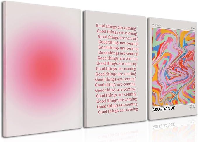 Good Things Are Coming Canvas Wall Art Aesthetic Set of 3 | Gradient Psychedelic Aura Angel Poste... | Amazon (US)