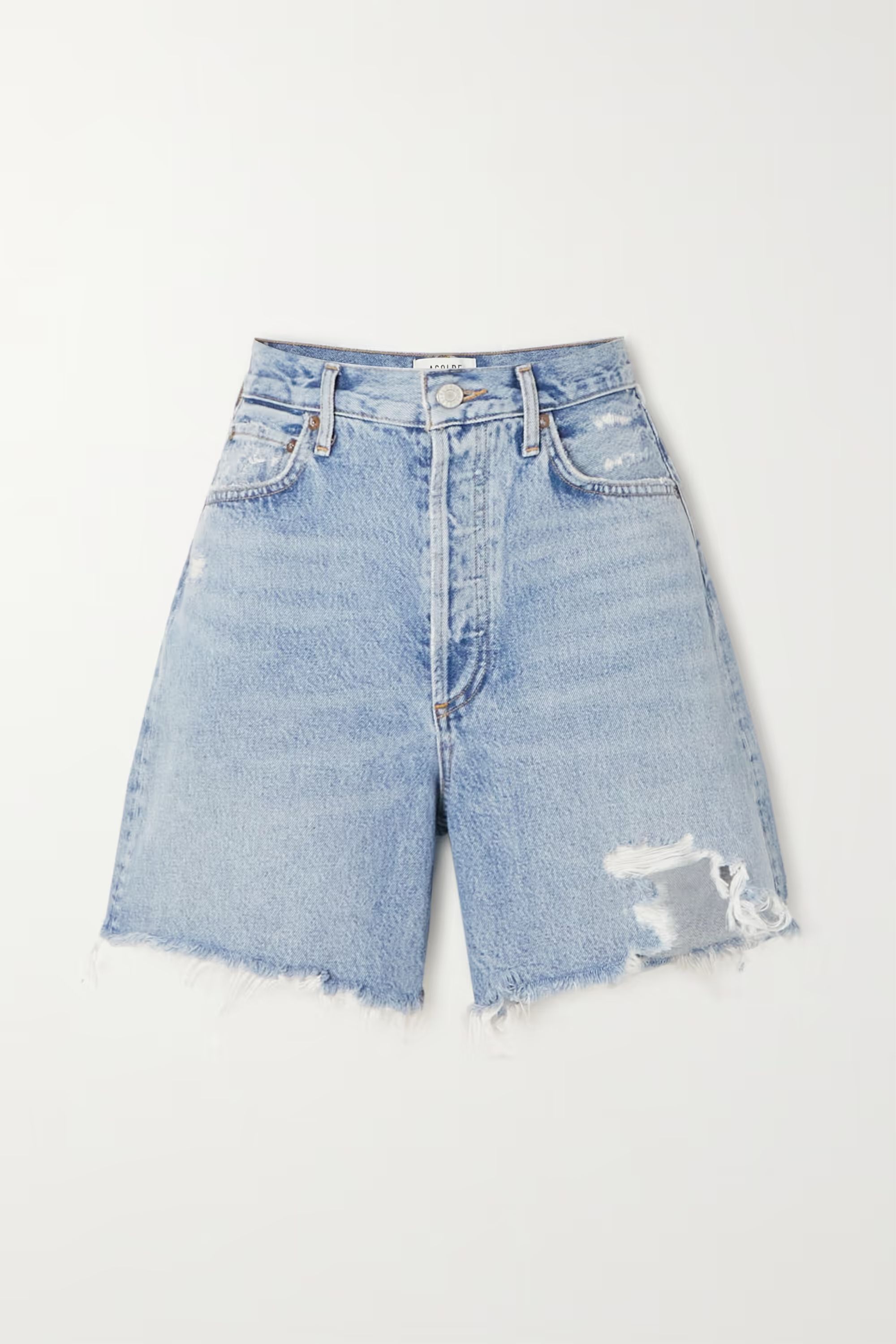 Stella distressed organic denim shorts | NET-A-PORTER (US)