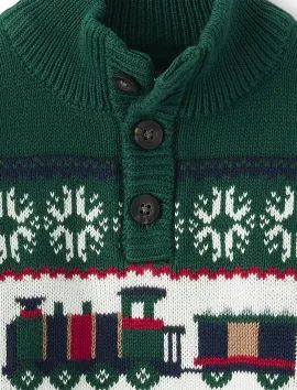 Baby And Toddler Boys Christmas Long Sleeve Train Sweater | The Children's Place  - SPRUCESHAD | The Children's Place