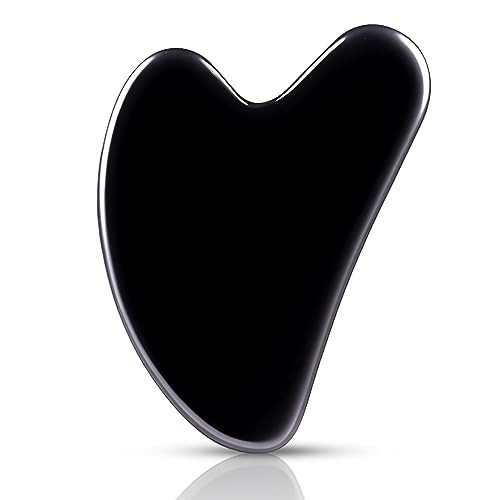 Contrybox Gua Sha Facial Tools, Obsidian Guasha Tool for Face & Eye Gua Sha Stone for Puffiness Reducing & Jawline Sculpting Face Stone Gua Sha Tools for Skin Care Woman GuaSha Stone Tool, Black | Amazon (US)