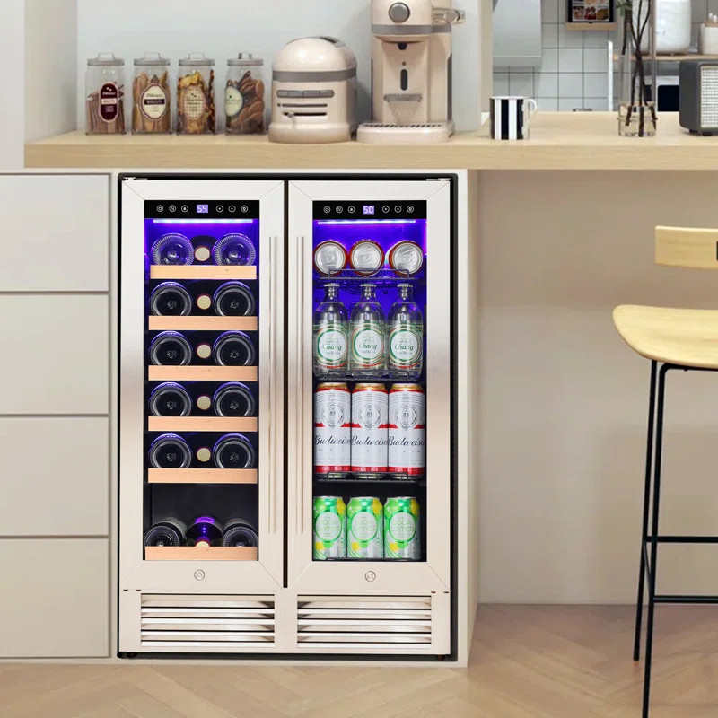 24'' 18 Bottle and 56 Can Dual Zone Freestanding/Built-In Wine & Beverage Refrigerator | Wayfair North America
