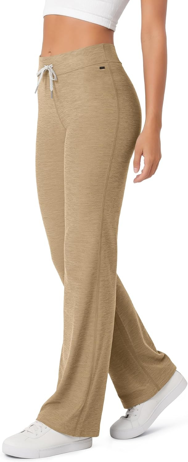 ODODOS Women's Mid Rise Slim Flare Pant - Ultra Soft odSTRATUM Tech Drawstring Tie Casual Lounge Yoga Pants, 30" Inseam | Amazon (US)