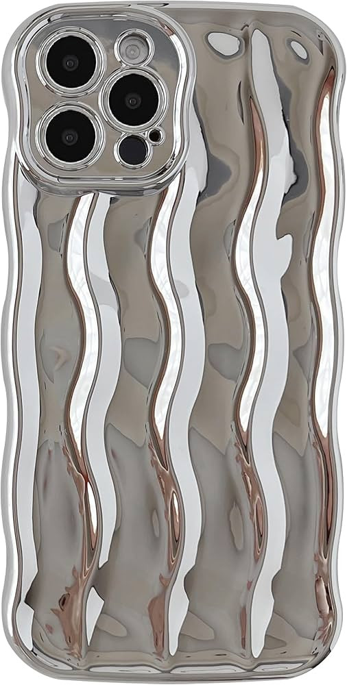 Caseative Water Ripple Pattern Curly Wave Frame Soft Compatible with iPhone Case (Silver,iPhone 1... | Amazon (US)