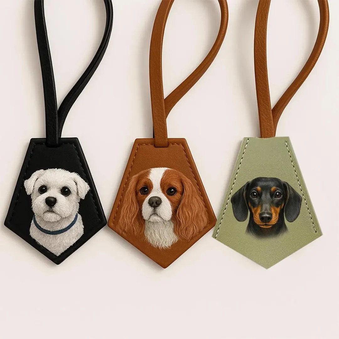 Pet Leather Bag Tag Handmade Bag Charm, Pet Portrait, Dog Memorial, Leather Fashion Accessories, ... | Etsy (US)