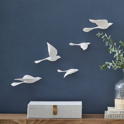 Birds of Flight Ceramic Wall Decor, Set of five | Grandin Road | Grandin Road